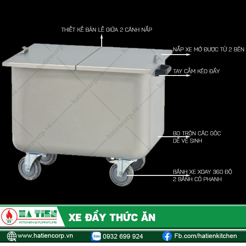 Xe đẩy thức ăn nhà hàng Hà Tiên - Xe đẩy thức ăn gọn nhẹ