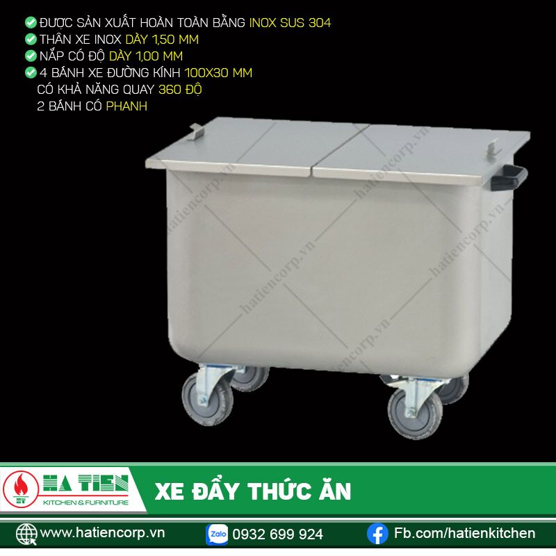 Xe đẩy thức ăn nhà hàng Hà Tiên - Xe đẩy thức ăn gọn nhẹ