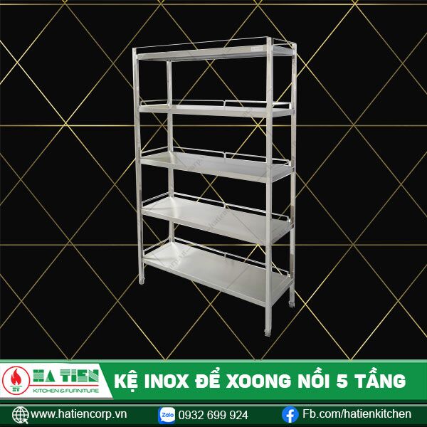 kệ inox để xoong nồi 5 tầng