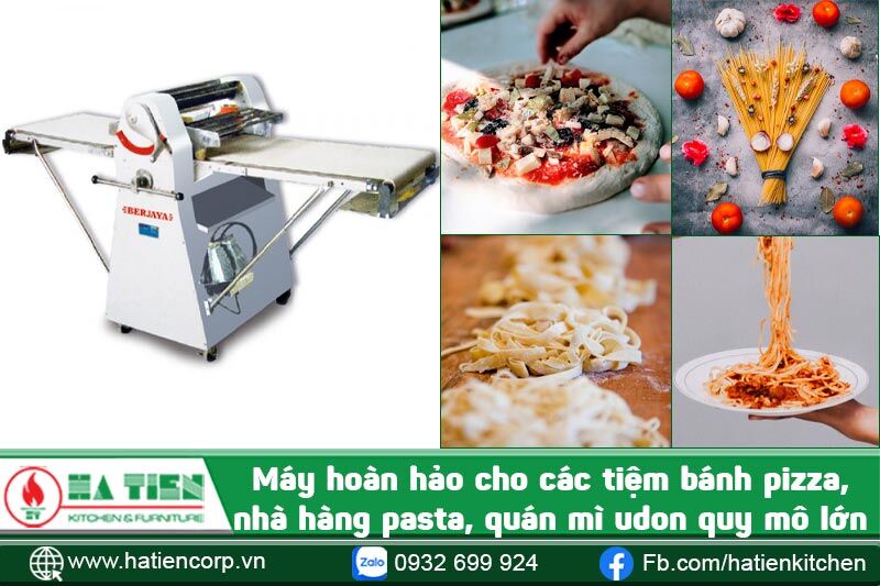 Máy cán bột thường được dùng trong các tiệm pizza