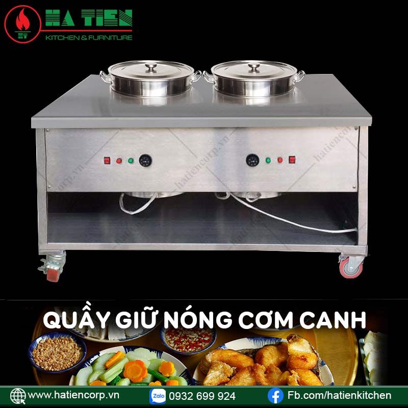 Quầy Giữ Nóng Cơm Canh - Tủ Hâm Nóng Cơm Canh 2 Nồi