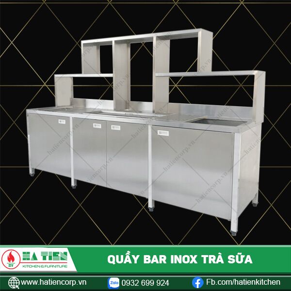 quầy bar inox trà sữa 2