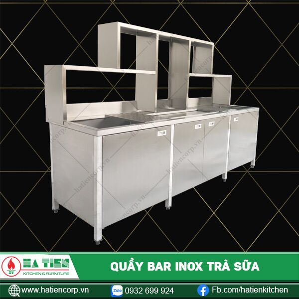 quầy bar inox trà sữa 3