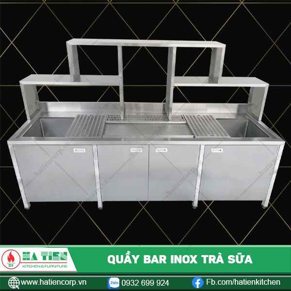 quầy bar inox trà sữa 4