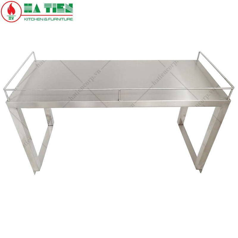 Kệ inox - Kệ phẳng 1 tầng đặt trên bàn có lan can