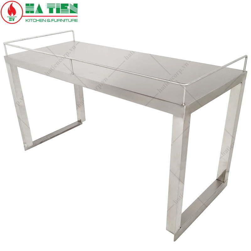 Kệ inox - Kệ phẳng 1 tầng đặt trên bàn có lan can