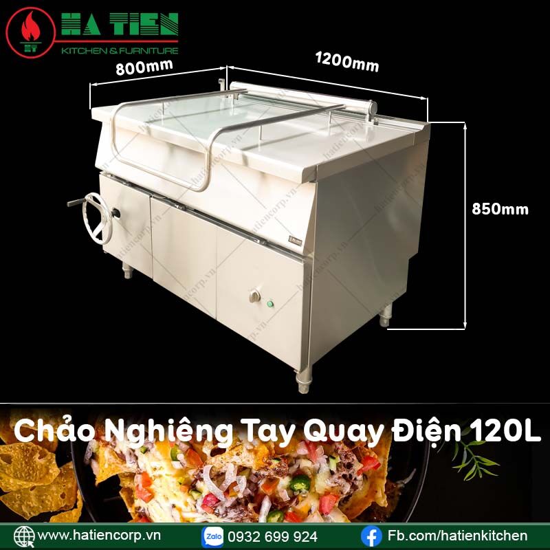 chảo nghiêng tay quay điện