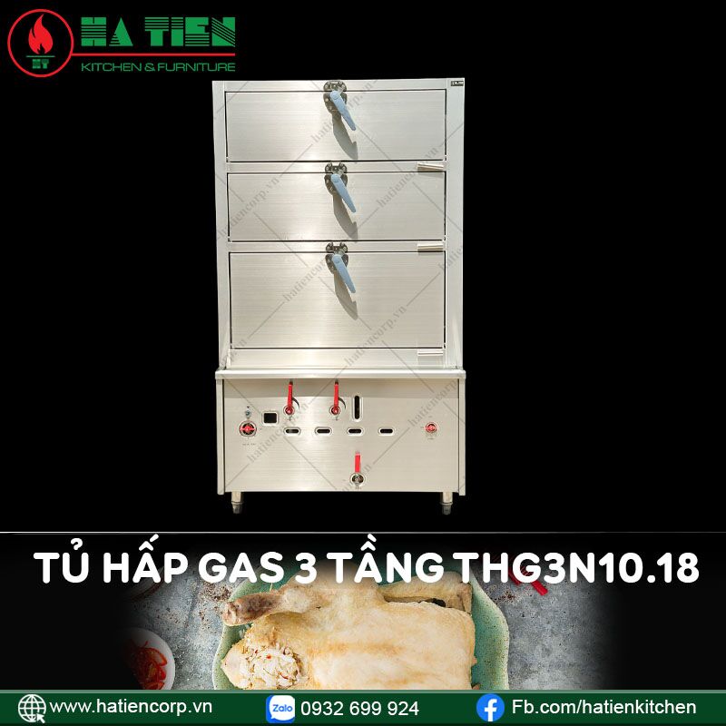 tủ hấp gas công nghiệp 3 tầng