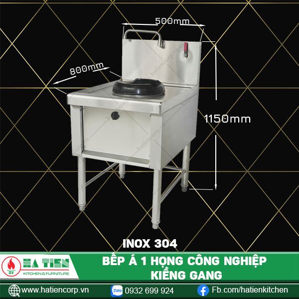 bếp á 1 họng công nghiệp inox 304