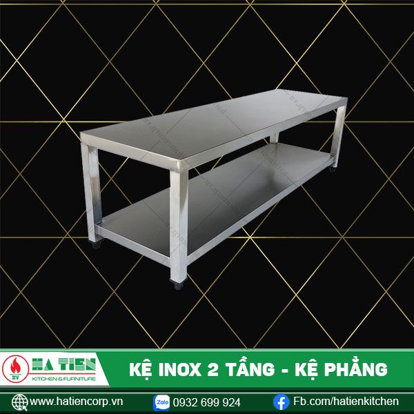 kệ inox 2 tầng 304 phẳng