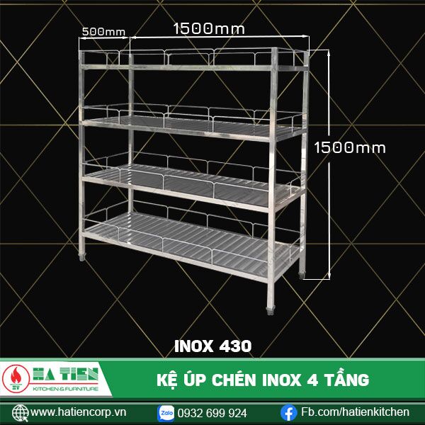 Kệ up chén inox 4 tầng 430