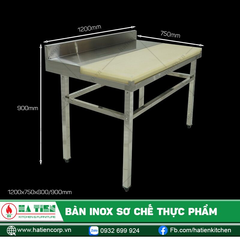 Bàn Inox Sơ Chế Thực Phẩm - Bàn Chặt Thớt Nhựa