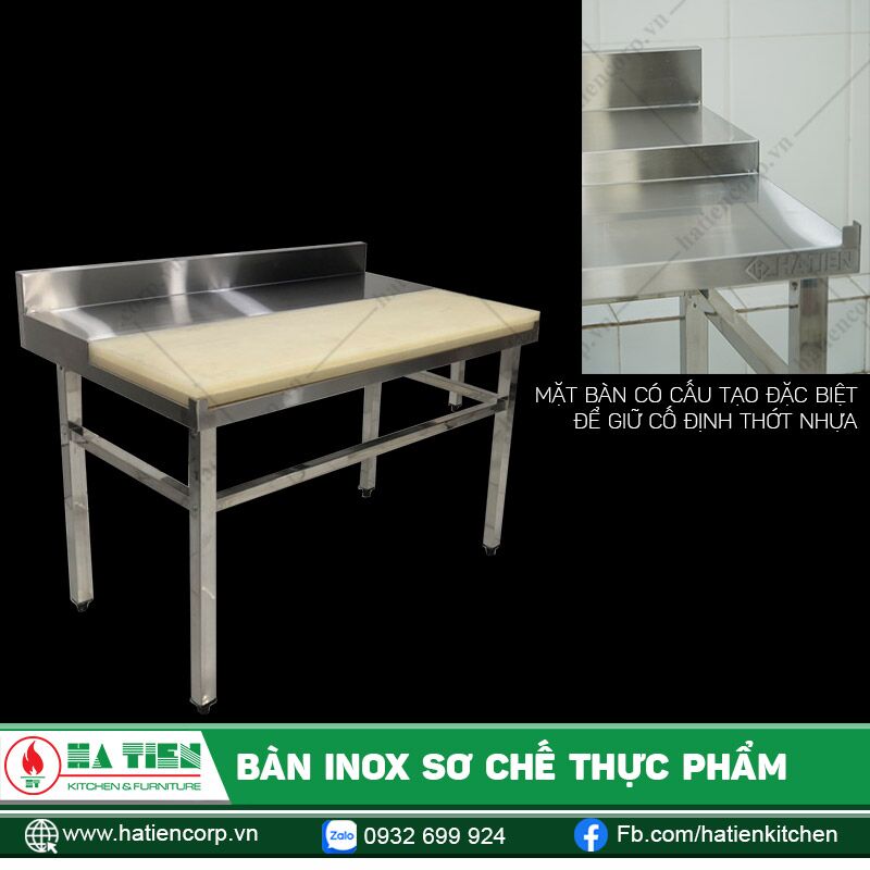 Bàn Inox Sơ Chế Thực Phẩm - Bàn Chặt Thớt Nhựa