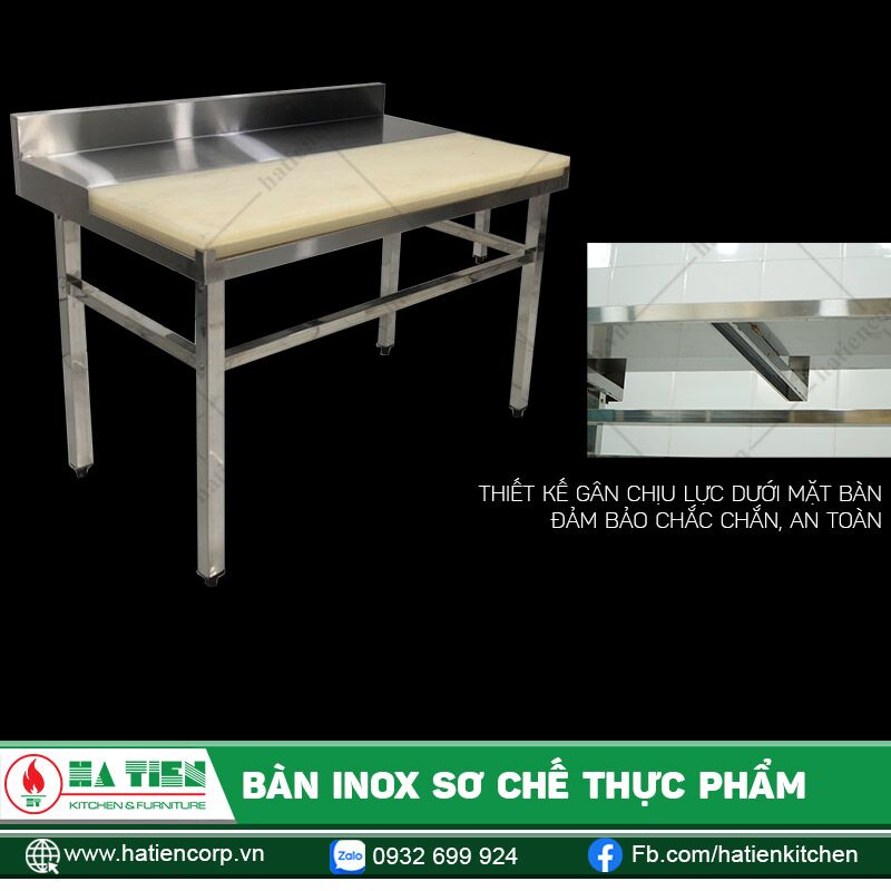 Bàn Inox Sơ Chế Thực Phẩm - Bàn Chặt Thớt Nhựa