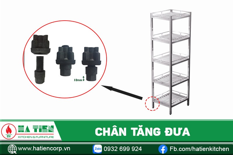 kệ inox 304 5 tầng có chân tăng đưa