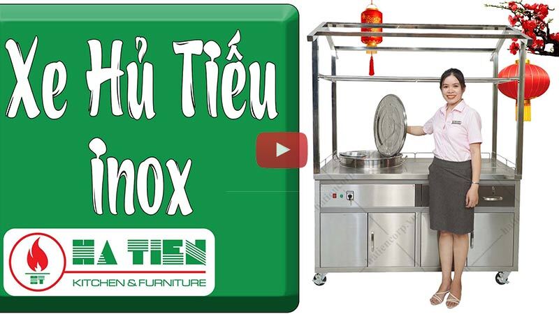 Xe đẩy bán hủ tiếu bằng inox Xe đẩy bán hủ tiếu bằng inox