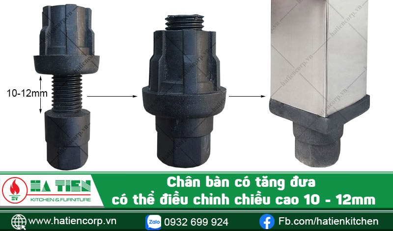 Chân bàn inox được thiết kế tăng đưa Chân bàn inox được thiết kế tăng đưa