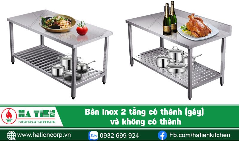 Bàn bếp inox có 1 kệ dưới