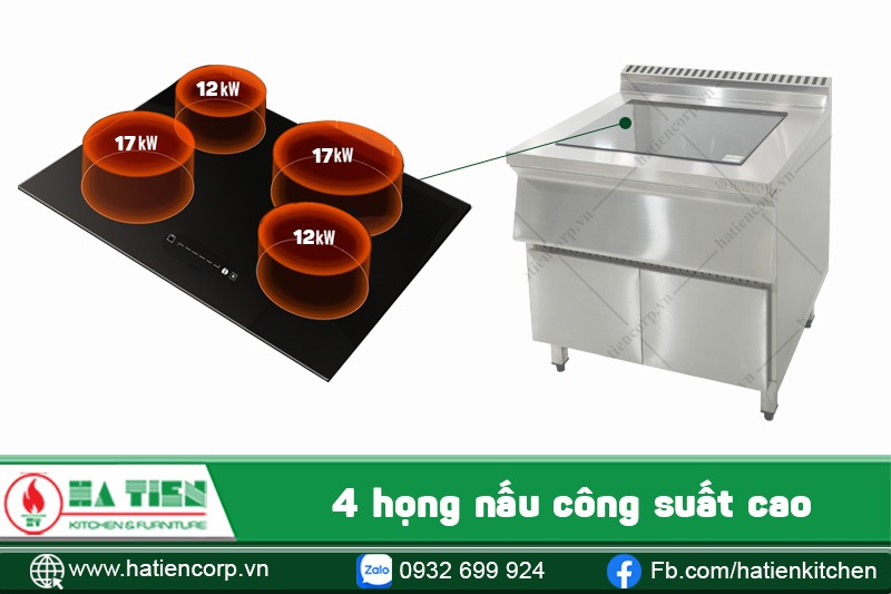 4 họng nấu công suất cao