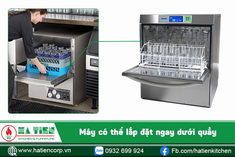 máy rửa lý có thể lắp đặt ngay dưới quầy