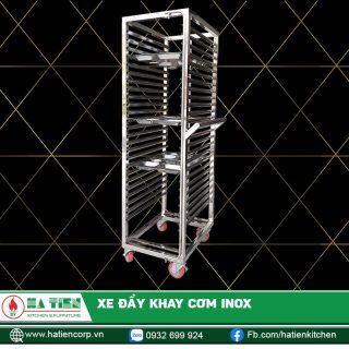 Xe Đẩy Khay Cơm Inox - Xe Đẩy Khay Không Cửa