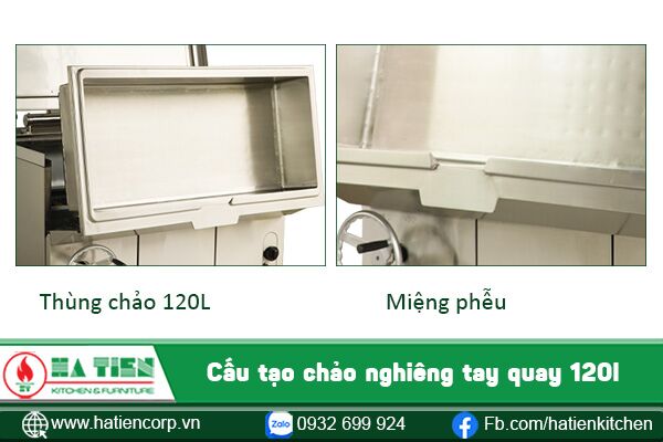 Cấu tạo chảo chiên tay quay 120 lít