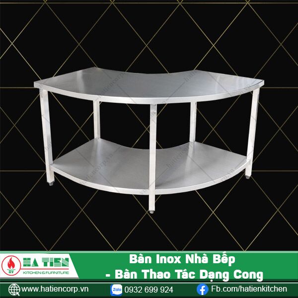 bàn inox dạng cong
