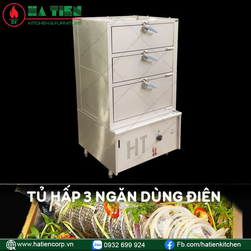 tủ hấp 3 ngăn dùng điện